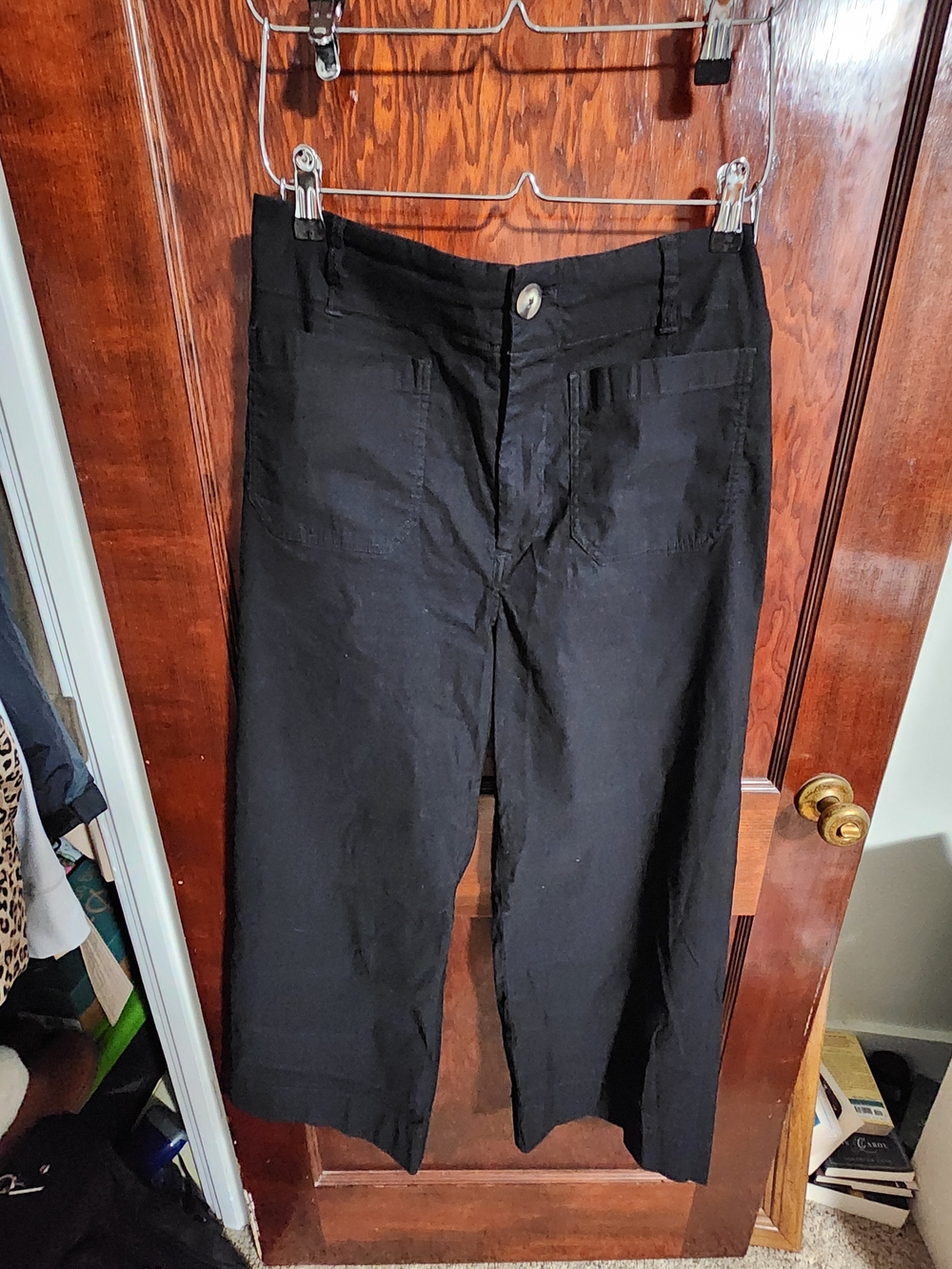 Anthropologie Maeve The Colette Crop Wide-Leg Pants Black 31 NWOT